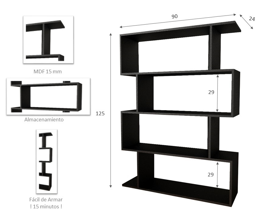 Librero Minimalista Negro