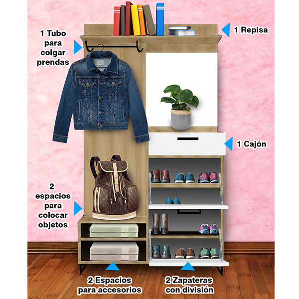 Mueble Modular Zapatero Organizador Elba Garderoba  