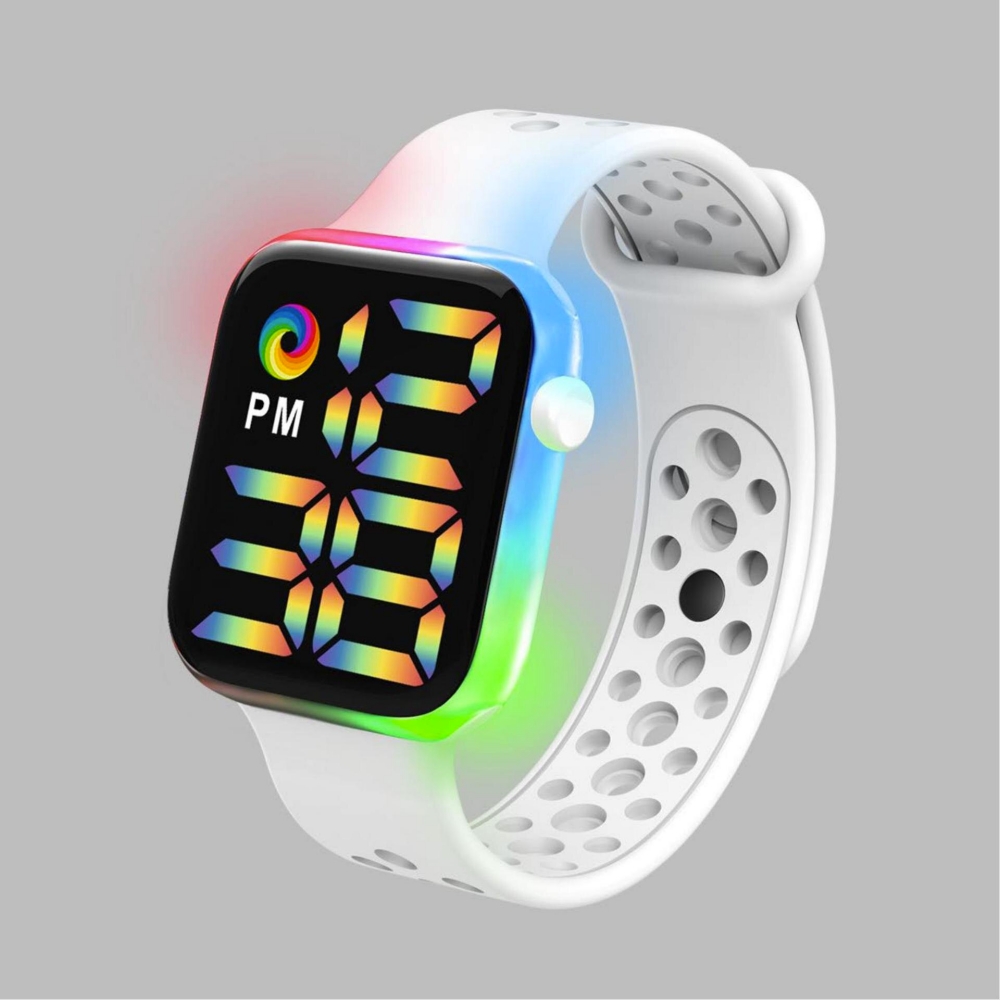 Reloj Led Digital Touch Hombre Mujer Luminoso Resistente Color Blanco