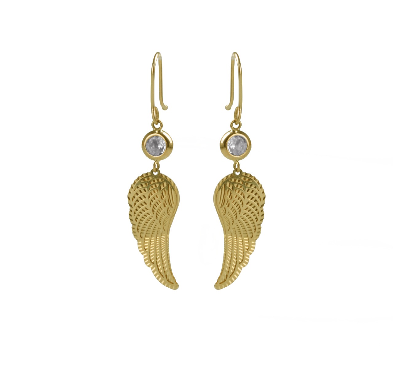 Aretes Alas De Ángel Oro Sólido De 10k + Estuche De Regalo