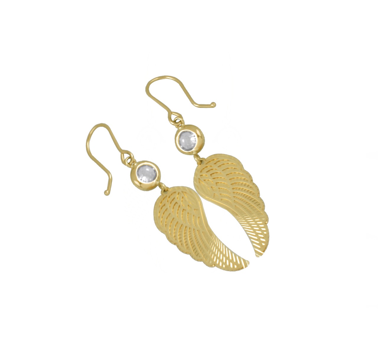 Aretes Alas De Ángel Oro Sólido De 10k + Estuche De Regalo