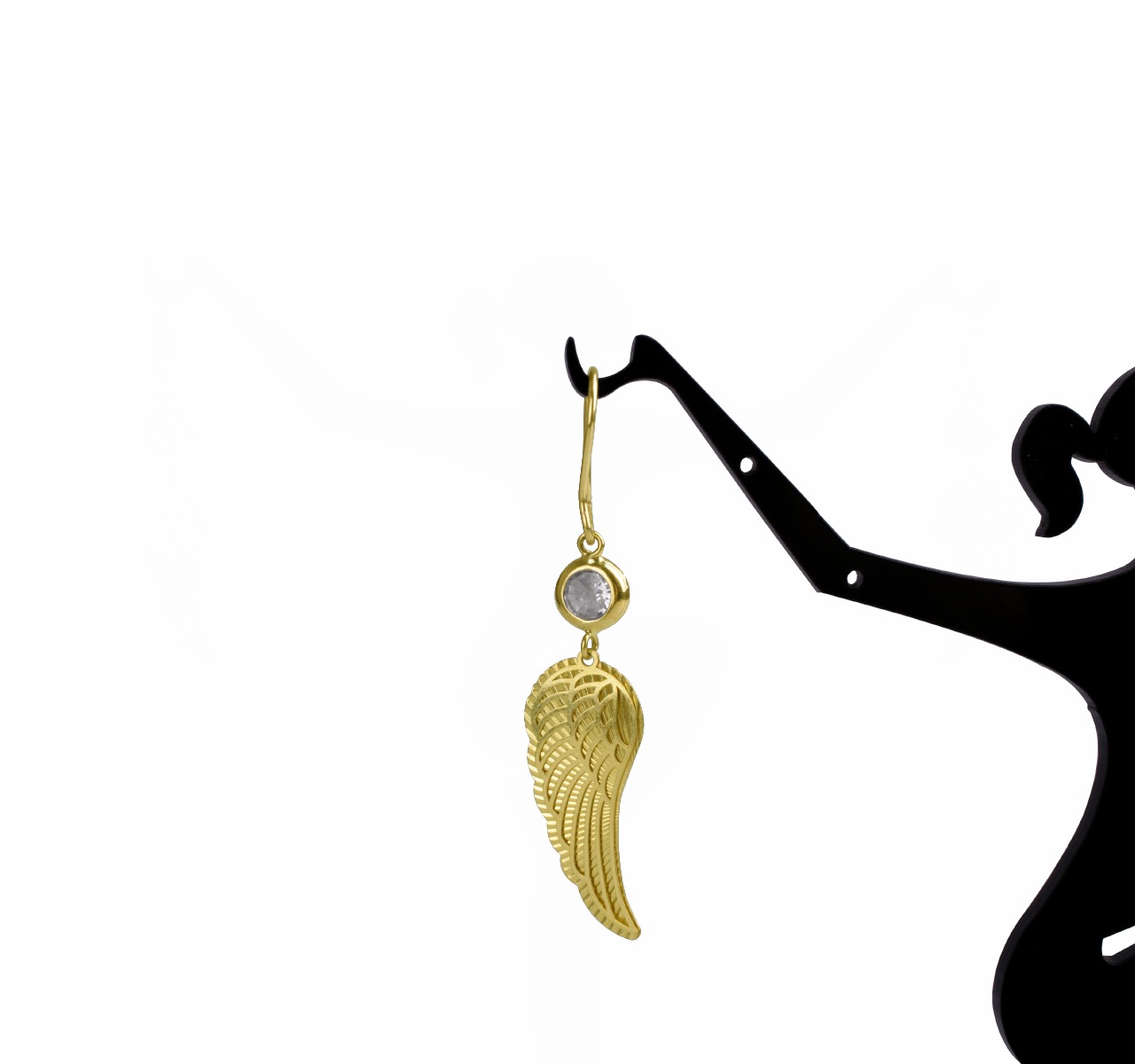 Aretes Alas De Ángel Oro Sólido De 10k + Estuche De Regalo