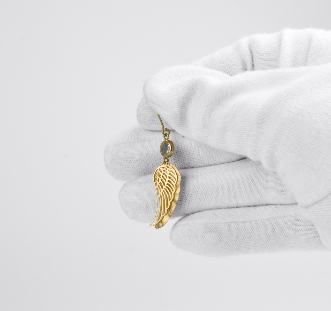 Aretes Alas De Ángel Oro Sólido De 10k + Estuche De Regalo