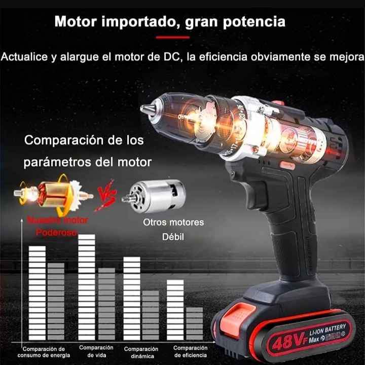 TALADRO INALÁMBRICO 2 BATERÍAS 21V 2 VELOCIDADES TORQUE AJUSTABLE NUEVOS