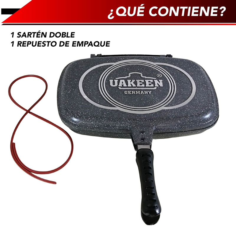 Sartén doble RD ROYAL COOK cara antiadherente Sartén para barbacoa portátil de doble cara con empaque extra
