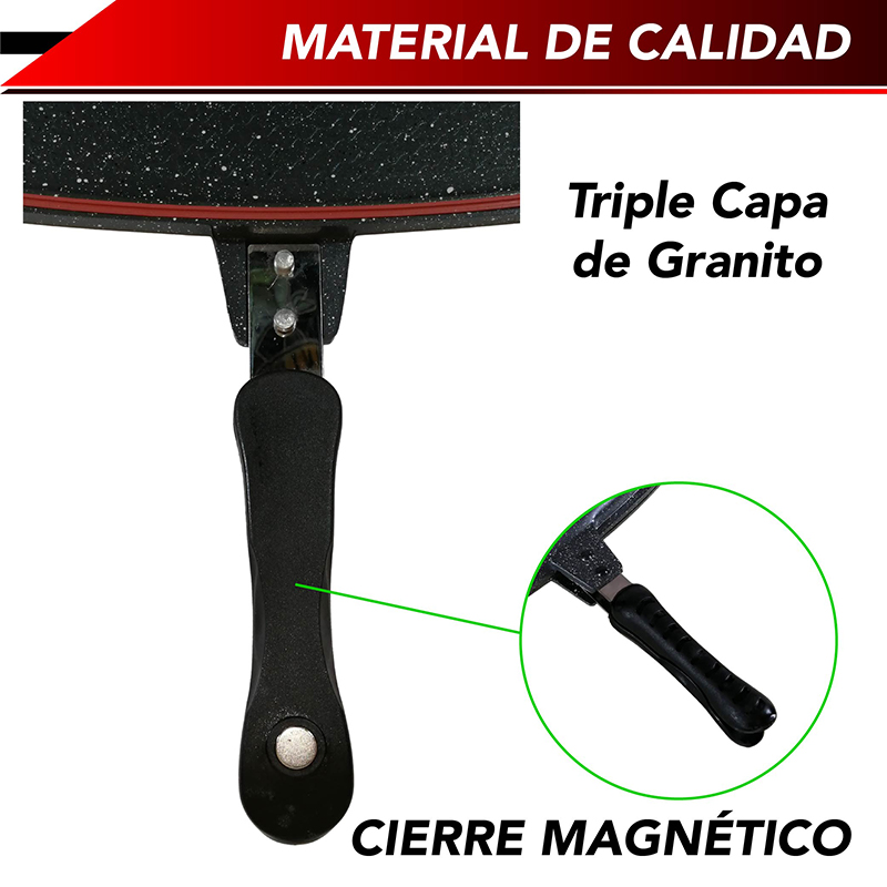 Sartén doble RD ROYAL COOK cara antiadherente Sartén para barbacoa portátil de doble cara con empaque extra