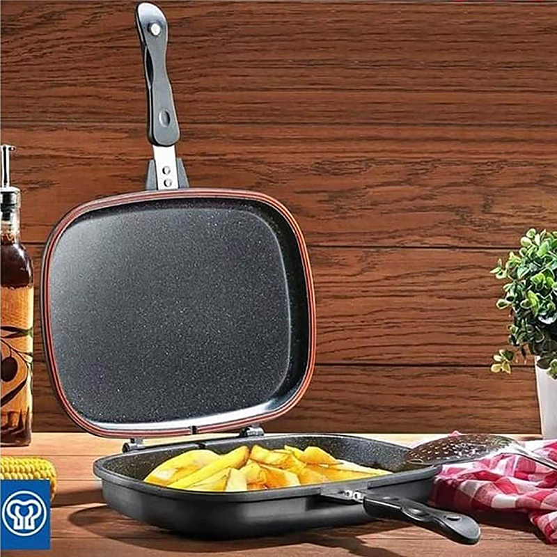 Sartén doble RD ROYAL COOK cara antiadherente Sartén para barbacoa portátil de doble cara con empaque extra