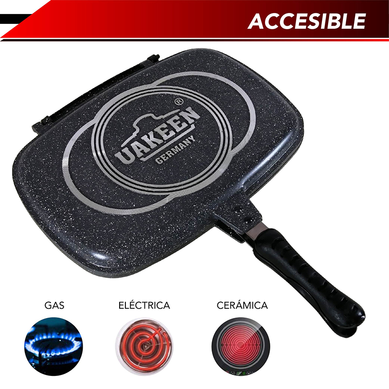 Sartén doble RD ROYAL COOK cara antiadherente Sartén para barbacoa portátil de doble cara con empaque extra