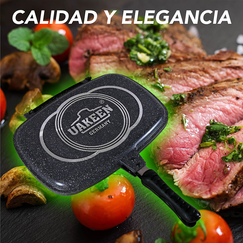 Sartén doble RD ROYAL COOK cara antiadherente Sartén para barbacoa portátil de doble cara con empaque extra