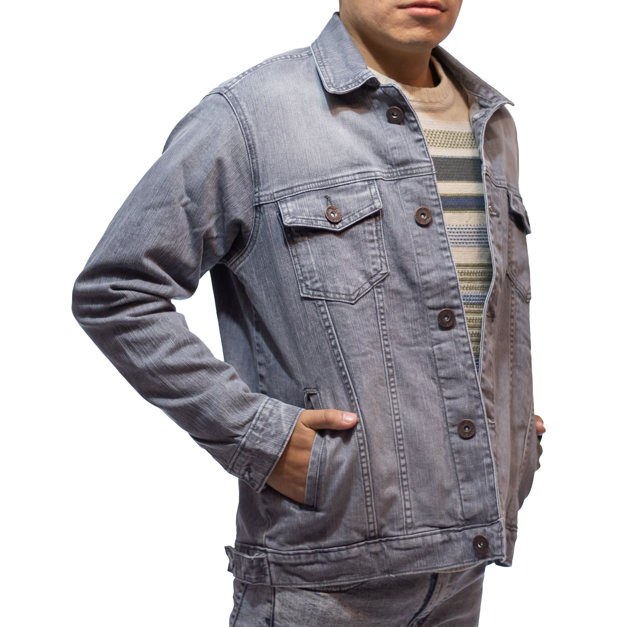 Chamarra De Mezclilla Basic Gris