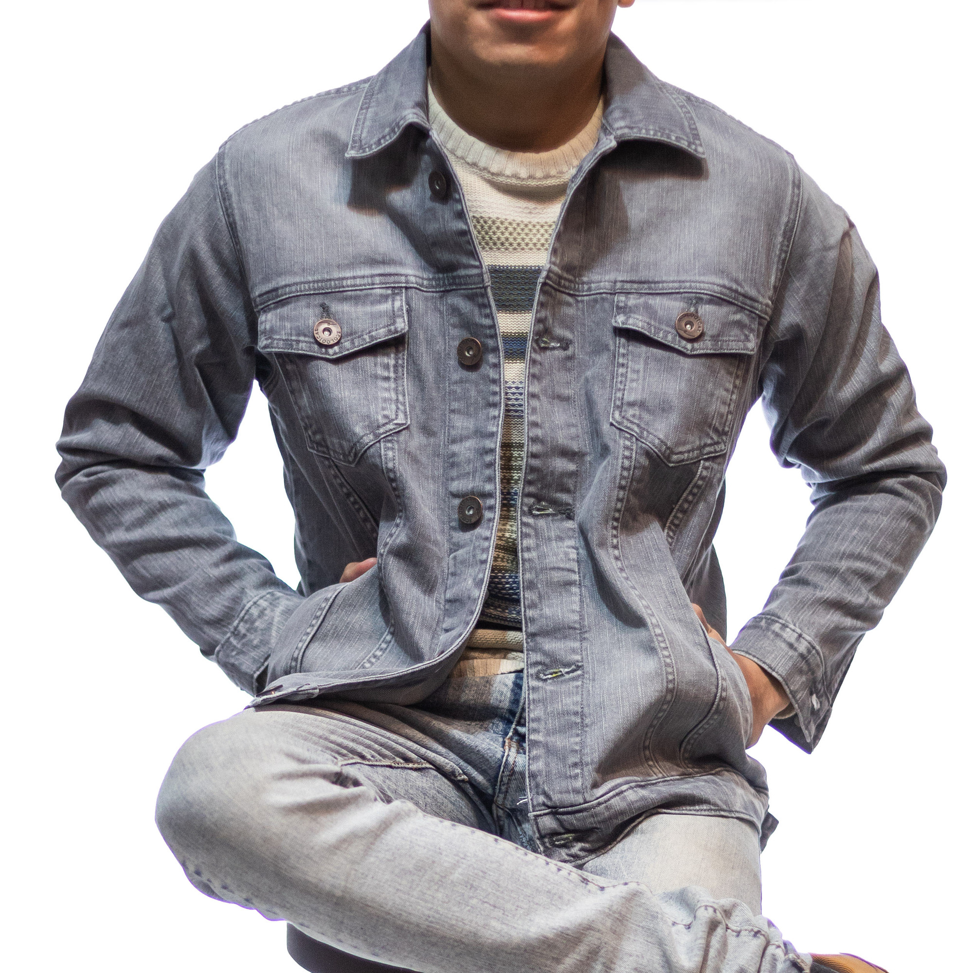 Chamarra De Mezclilla Basic Gris