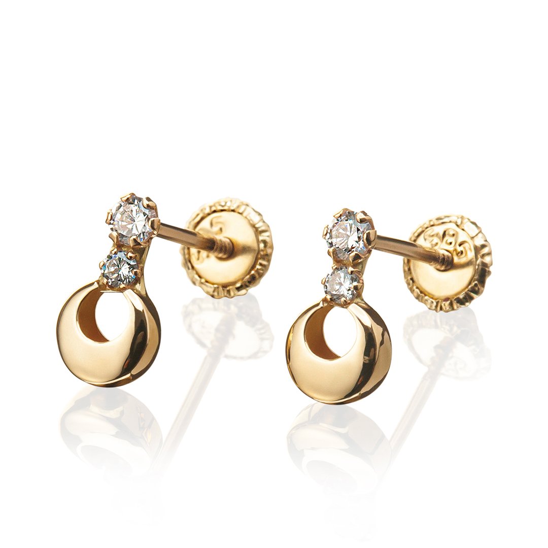 aretes de oro de 14k con diamantes de moda para mujer - Jewenoir