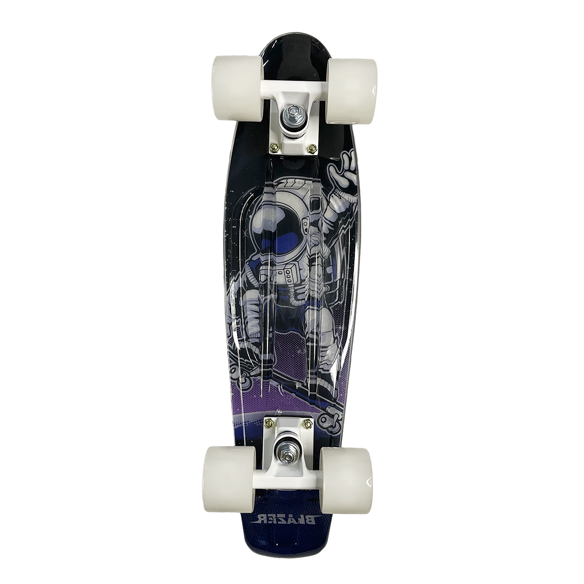Patineta Penny Cruiser Astronauta Con Lija Transparente y Llantas Led