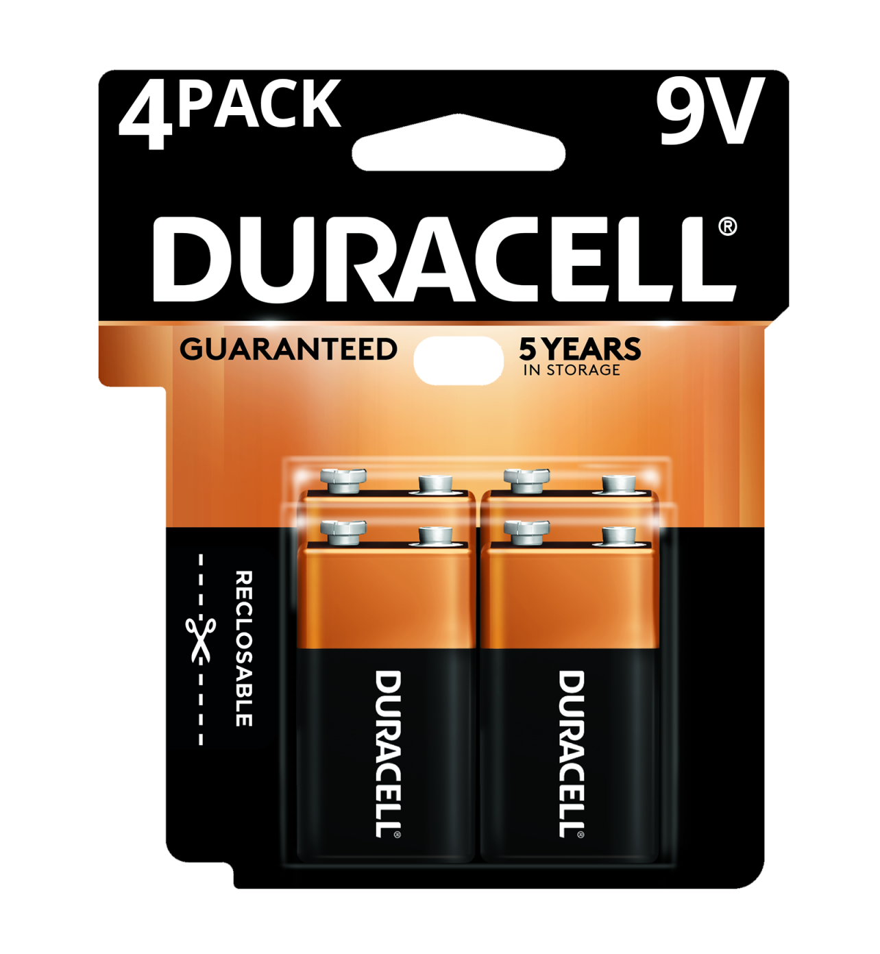 Pilas Duracell 9V Pack de 4 piezas alcalinas.