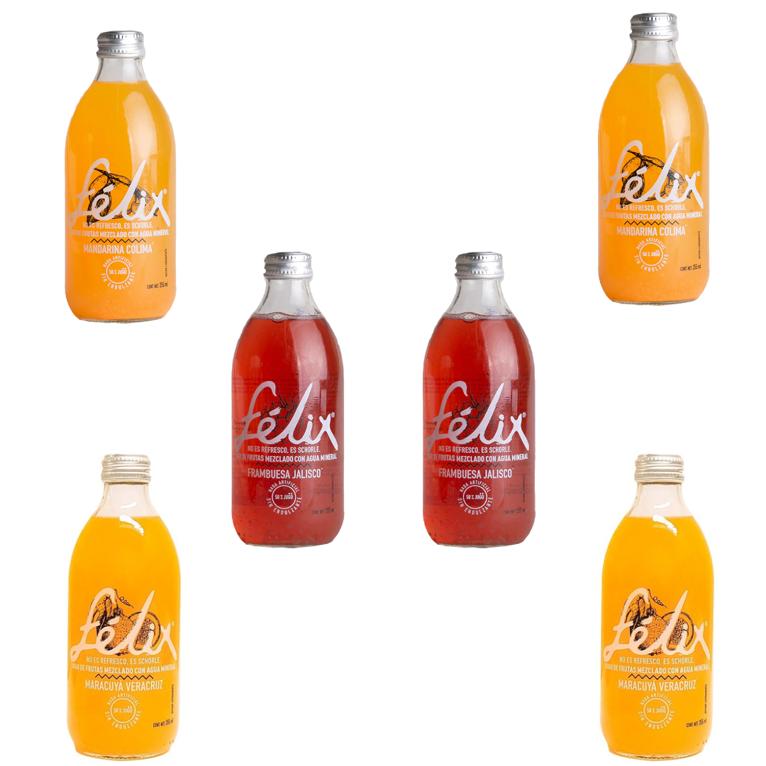 6 Pack De Felix Shorle Sabor Mandarina, Frambuesa Y Maracuya 