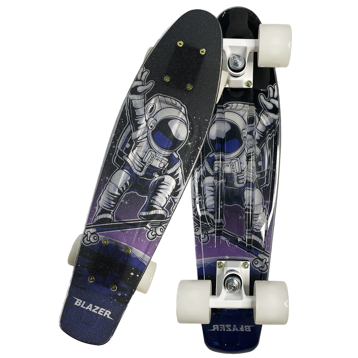 Patineta Penny Cruiser Astronauta Con Llantas Led Lija Transparente
