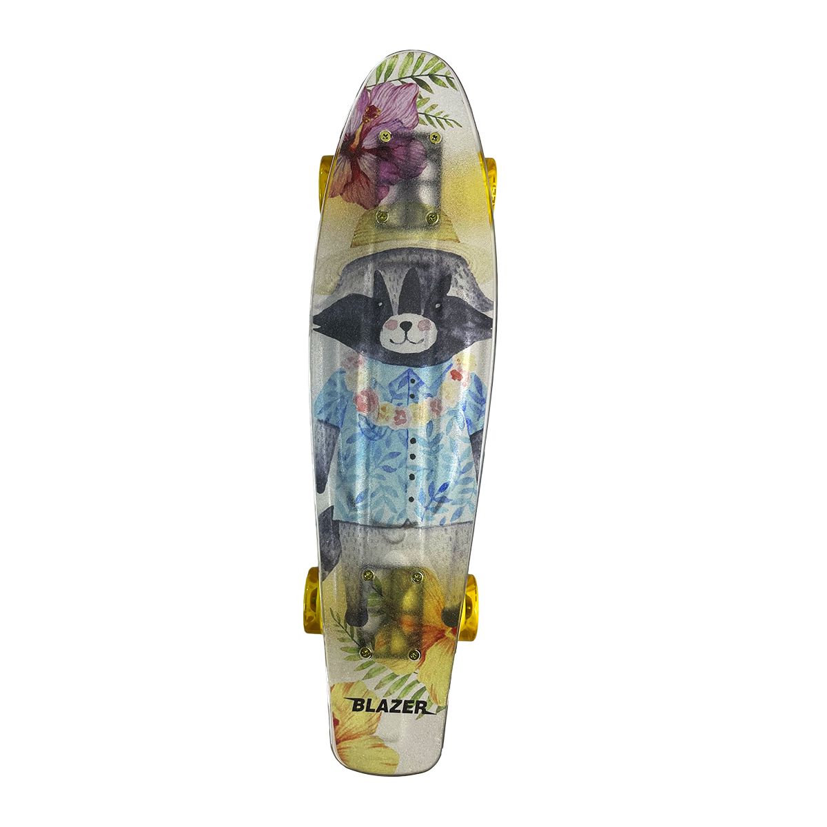 Patineta Penny Cruiser Mapache Con Lija Transparente y Llantas Led