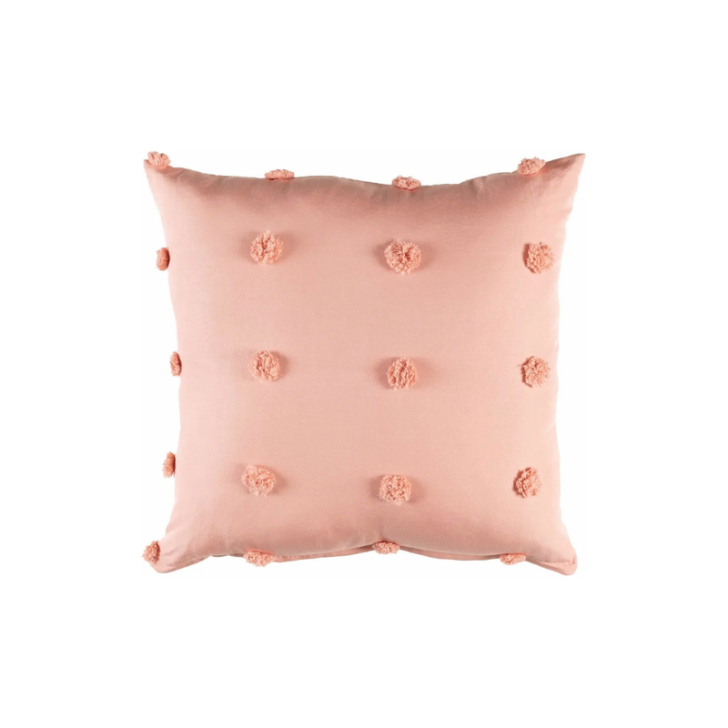 Cojín Cuadrado Pompones Rosa