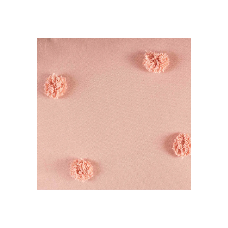 Cojín Cuadrado Pompones Rosa