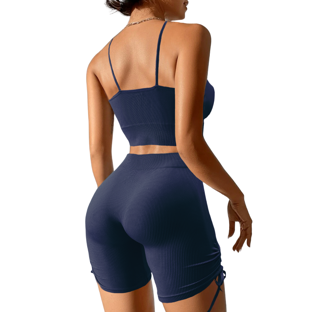 Conjunto de Dama Set 2 Piezas Top Y Short con Jaretas tejido Canalé Conj-040