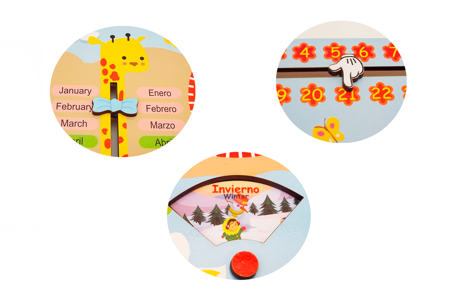 Reloj y Calendario Bilingüe Español-Inglés