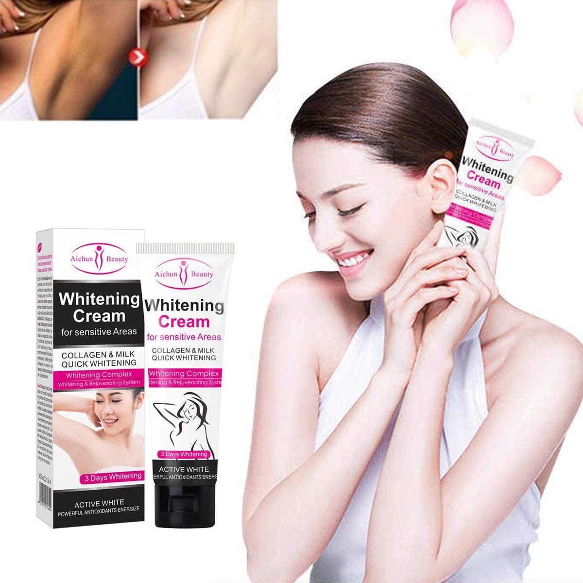 Kit Crema Aclarante + Gel Limpiador Para Axilas Rodillas Codos Aichun