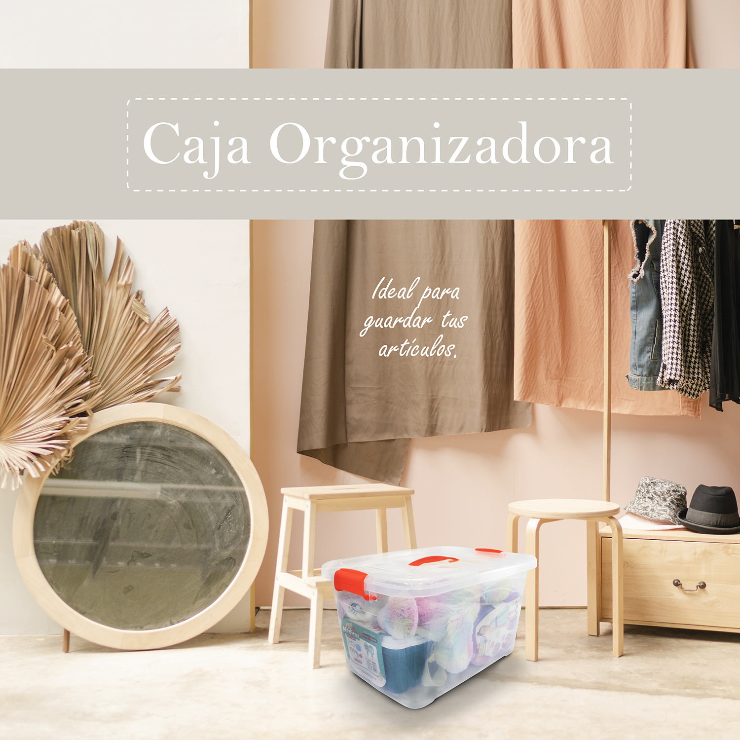 Caja de Plástico Organizadora Almacenamiento Transparente con Tapa y Broche 6 piezas