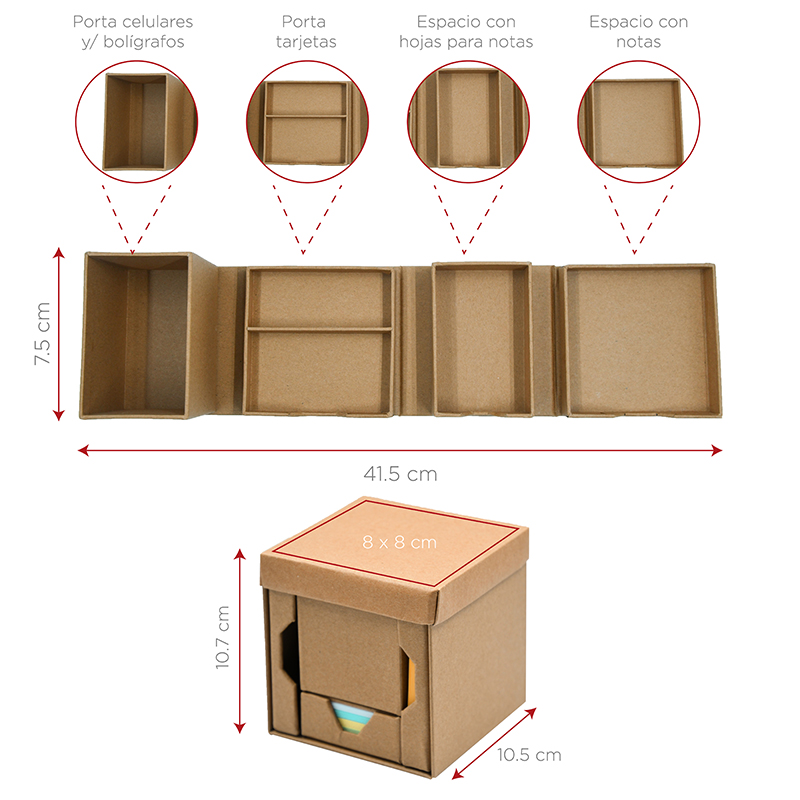 Organizador de Escritorio con Notas Adhesivas en Forma de Cubo Modelo WorkBox, Marca Red Baboon