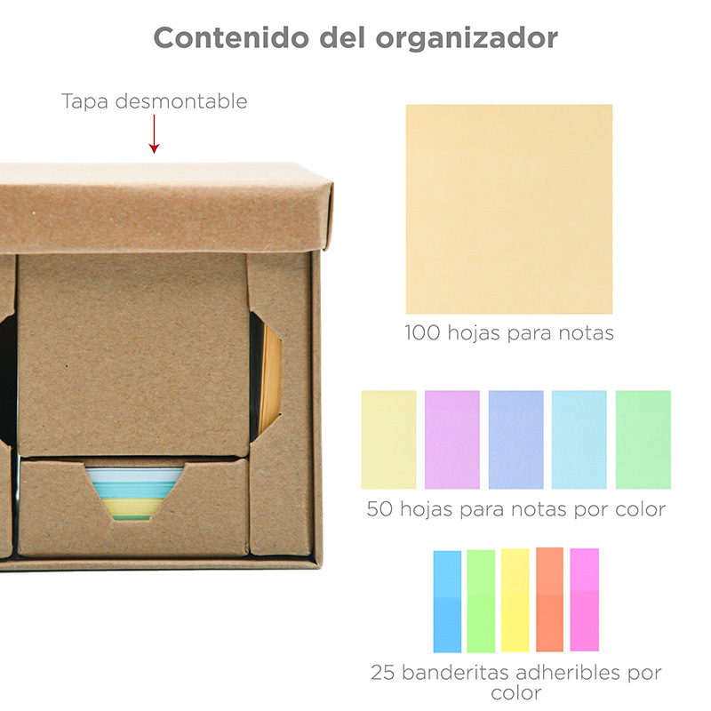 Organizador de Escritorio con Notas Adhesivas en Forma de Cubo Modelo WorkBox, Marca Red Baboon