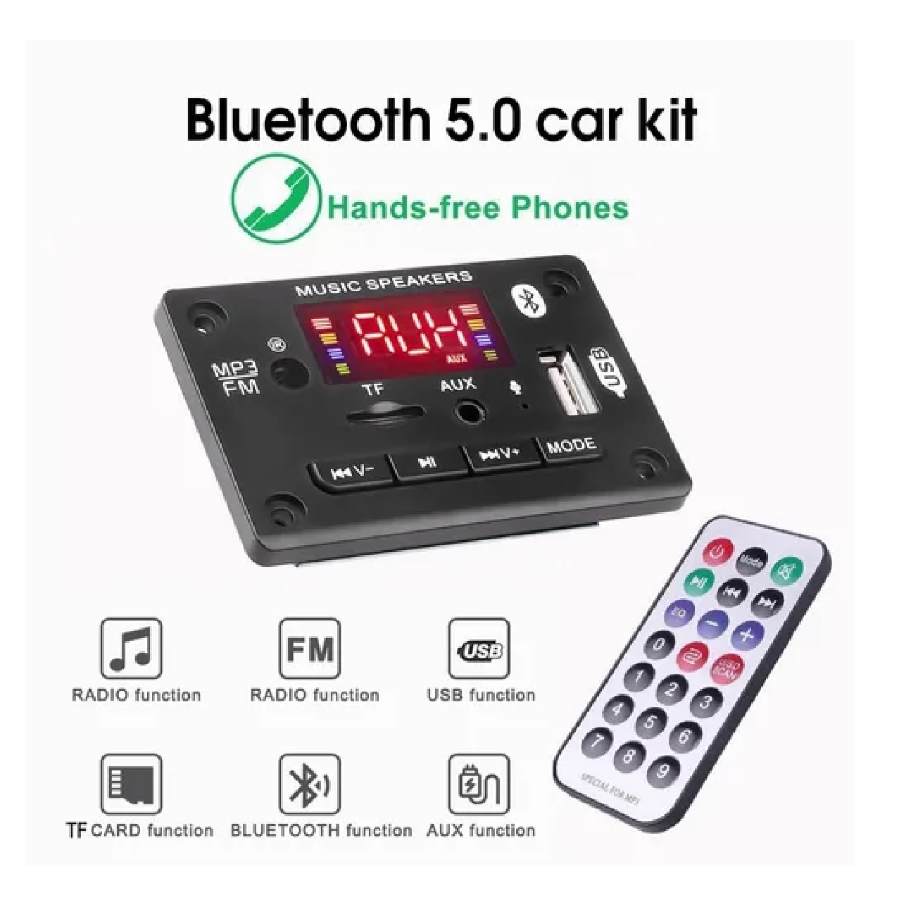 Modulo Rep Audio Bluetooth Mp3 Usb Aux Fm Microfono 