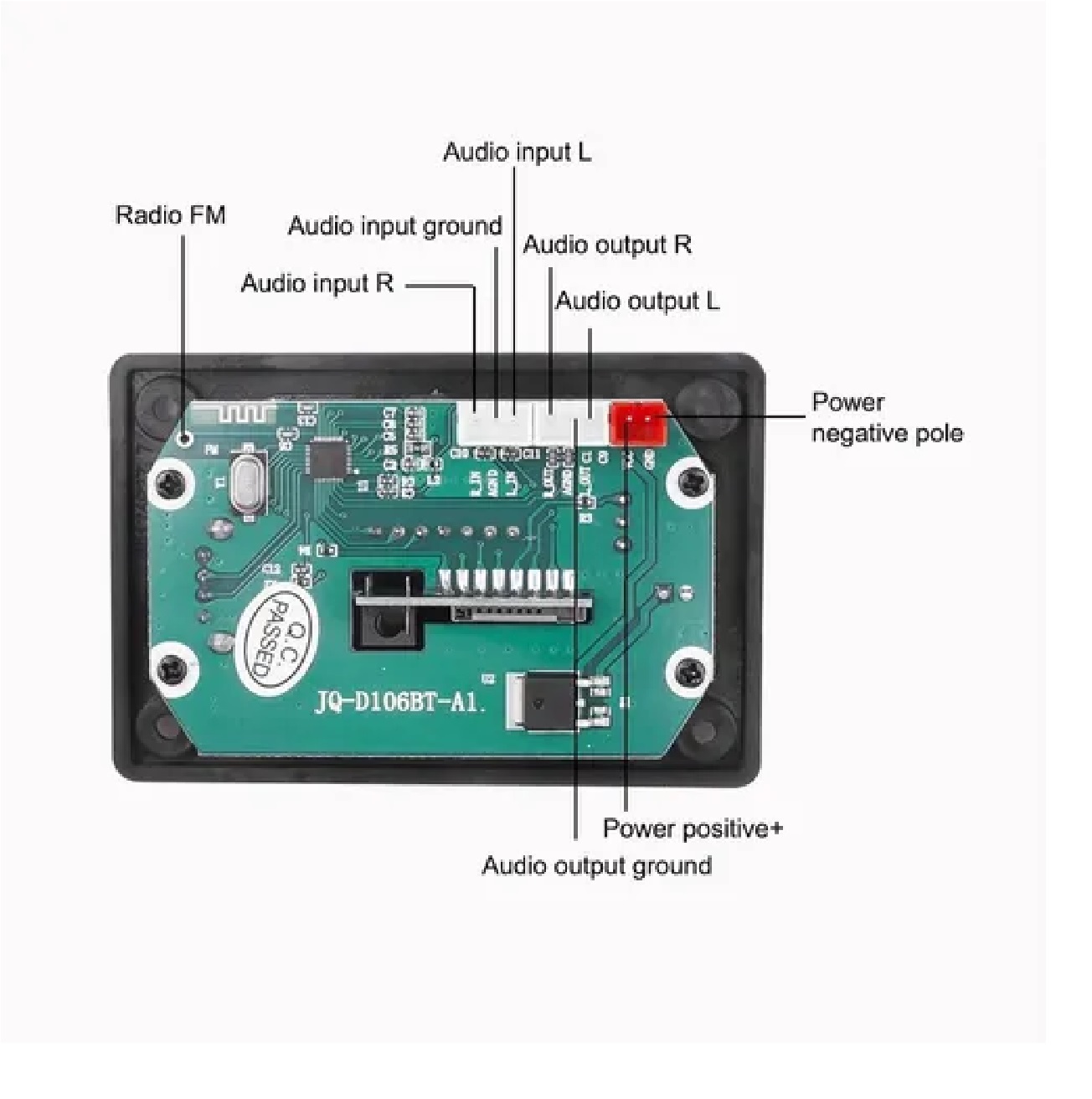 Modulo Rep Audio Bluetooth Mp3 Usb Aux Fm Microfono 