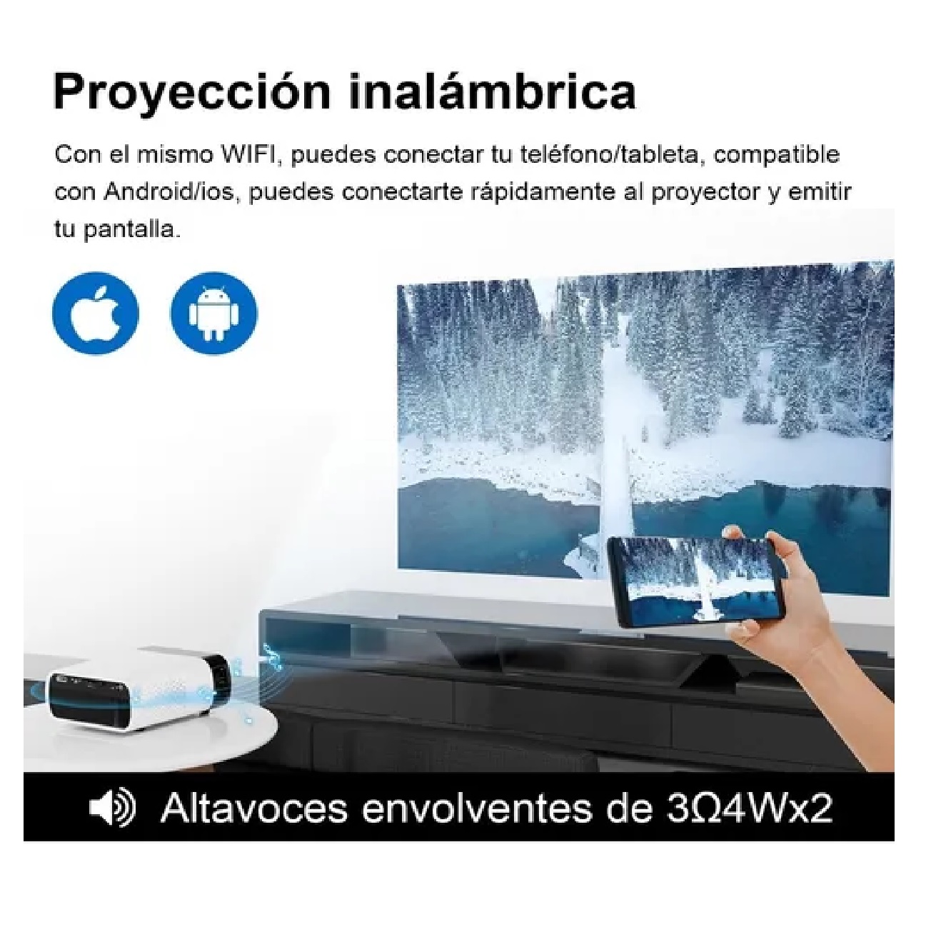 Mini Proyector Portatil Led Wifi 1080p Full Hd