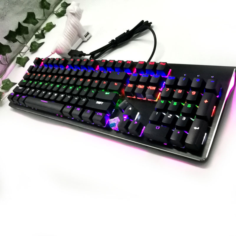 Teclado Gamer Mecánico Metal Rgb Luz Alambrico Español.