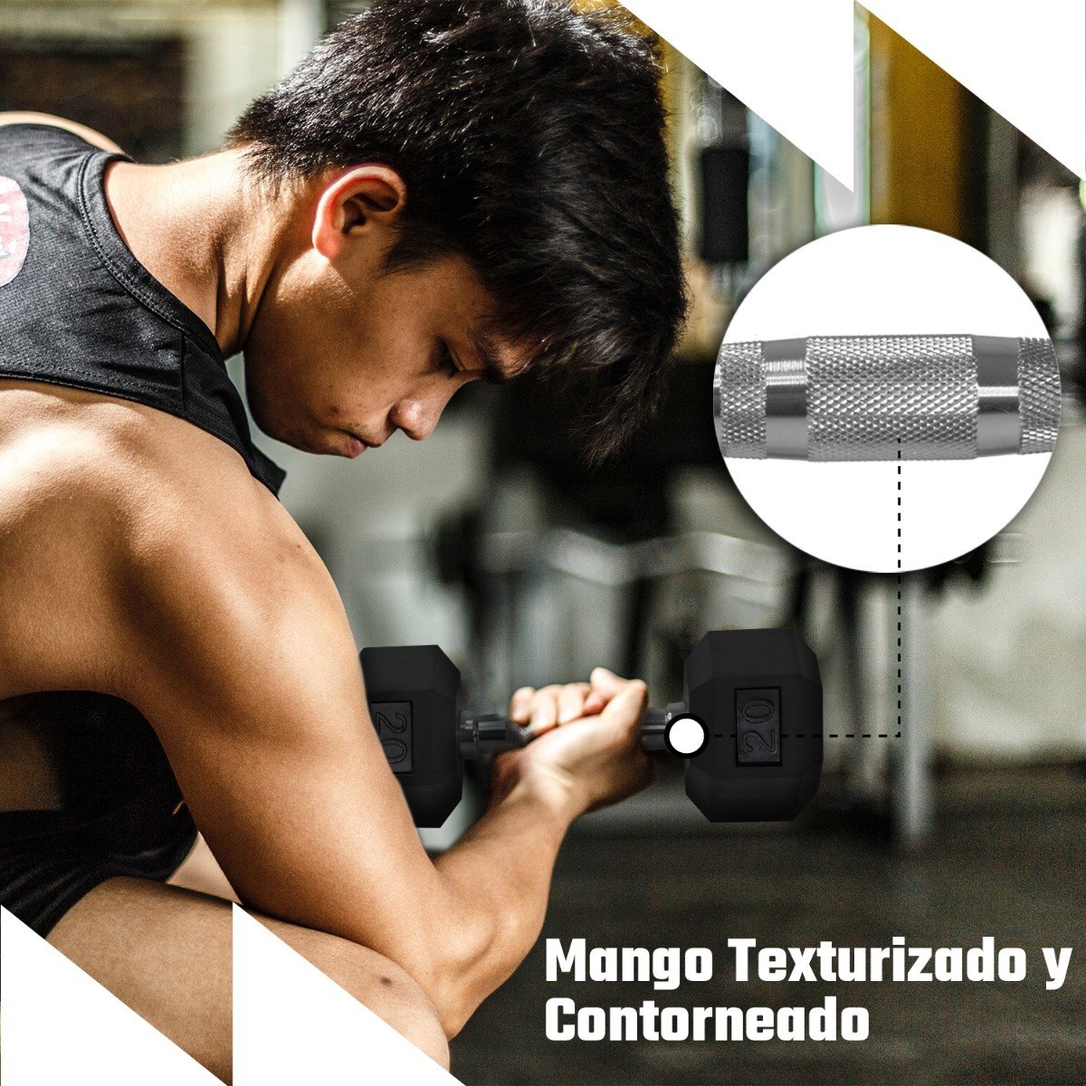 2 Mancuernas Hexagonales 20lb Set Pesas Gym Fitness Pro 9kg