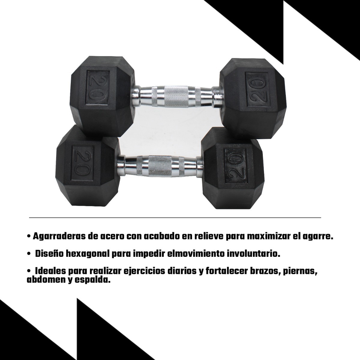 2 Mancuernas Hexagonales 20lb Set Pesas Gym Fitness Pro 9kg