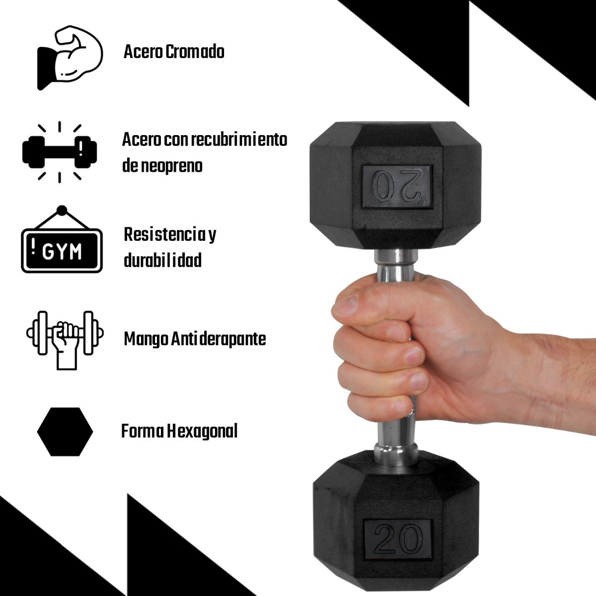 2 Mancuernas Hexagonales 20lb Set Pesas Gym Fitness Pro 9kg