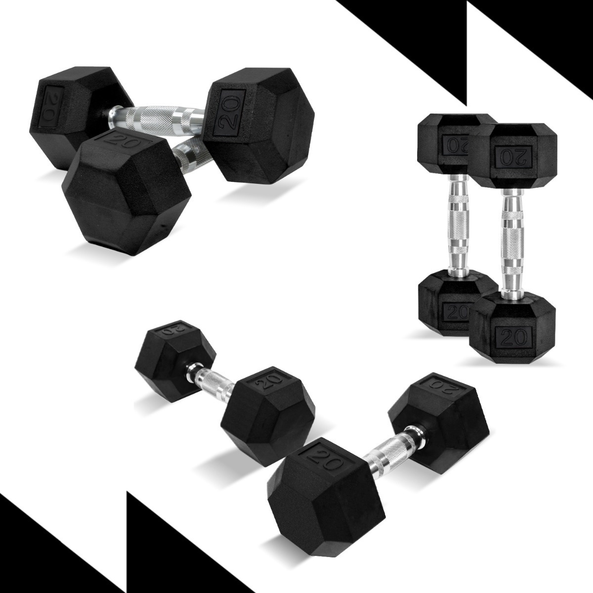 2 Mancuernas Hexagonales 20lb Set Pesas Gym Fitness Pro 9kg