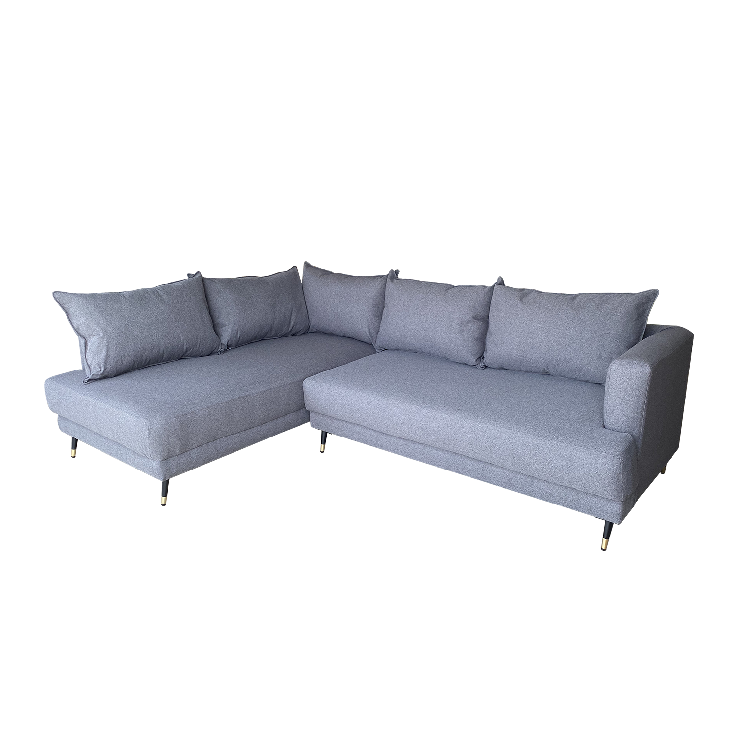 SALA ESQUINERA MODELO STELLA CON CHAISE IZQUIERDO COLOR GRIS MEDIO