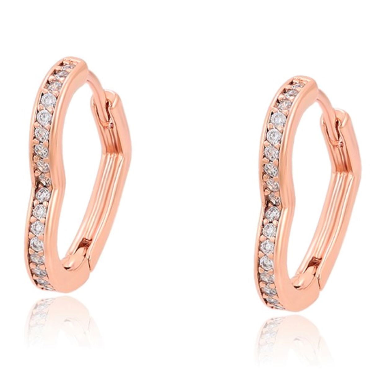 Arete Corazón Oro Rosado Laminado 18k Arracada Mujer Elegante Moda Fiesta