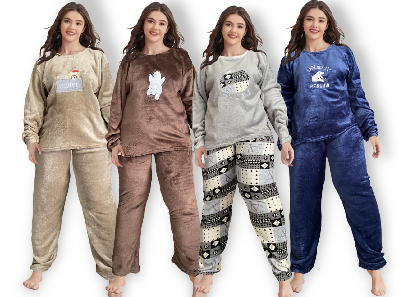 Pijama De Mujer Tallas Extra Tela Polar Flane para Invierno Calientita PIJ-055-MJE