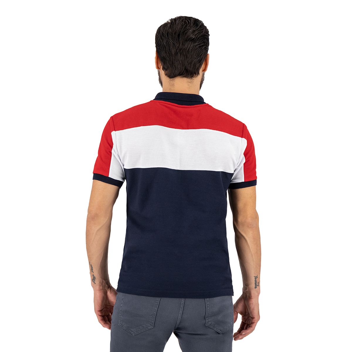Playera Polo Slim Fit Holstone Hombre - Bloques Azul Marino