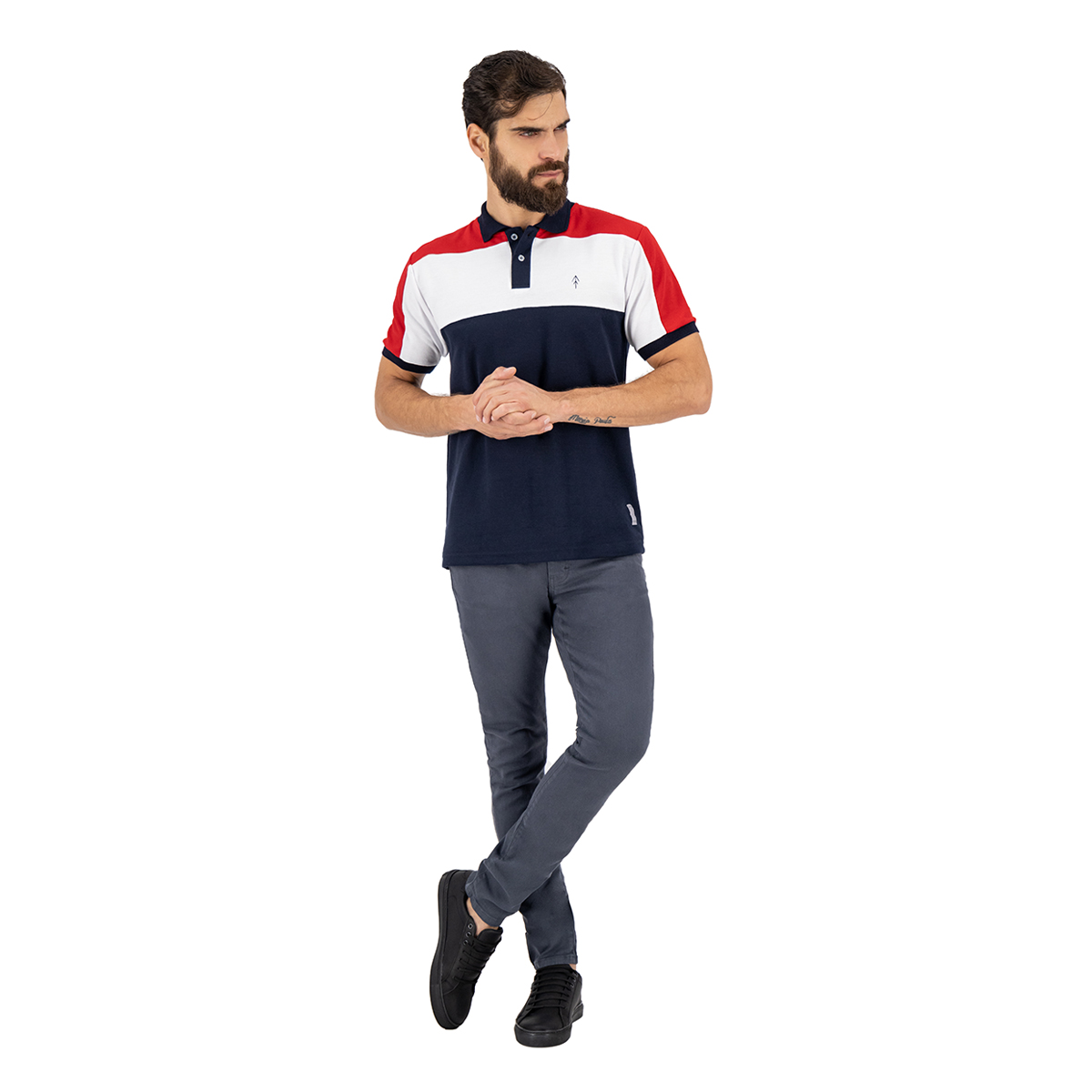 Playera Polo Slim Fit Holstone Hombre - Bloques Azul Marino