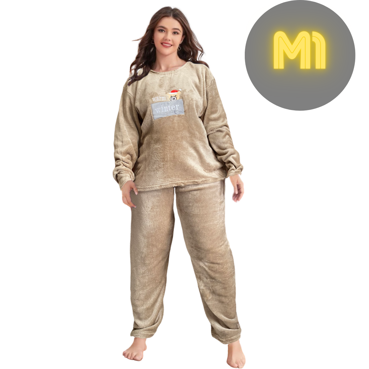Pijama De Mujer Tallas Extra Tela Polar Flane para Invierno Calientita PIJ-055-MJE