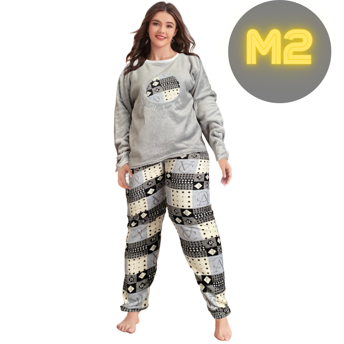 Pijama De Mujer Tallas Extra Tela Polar Flane para Invierno Calientita PIJ-055-MJE