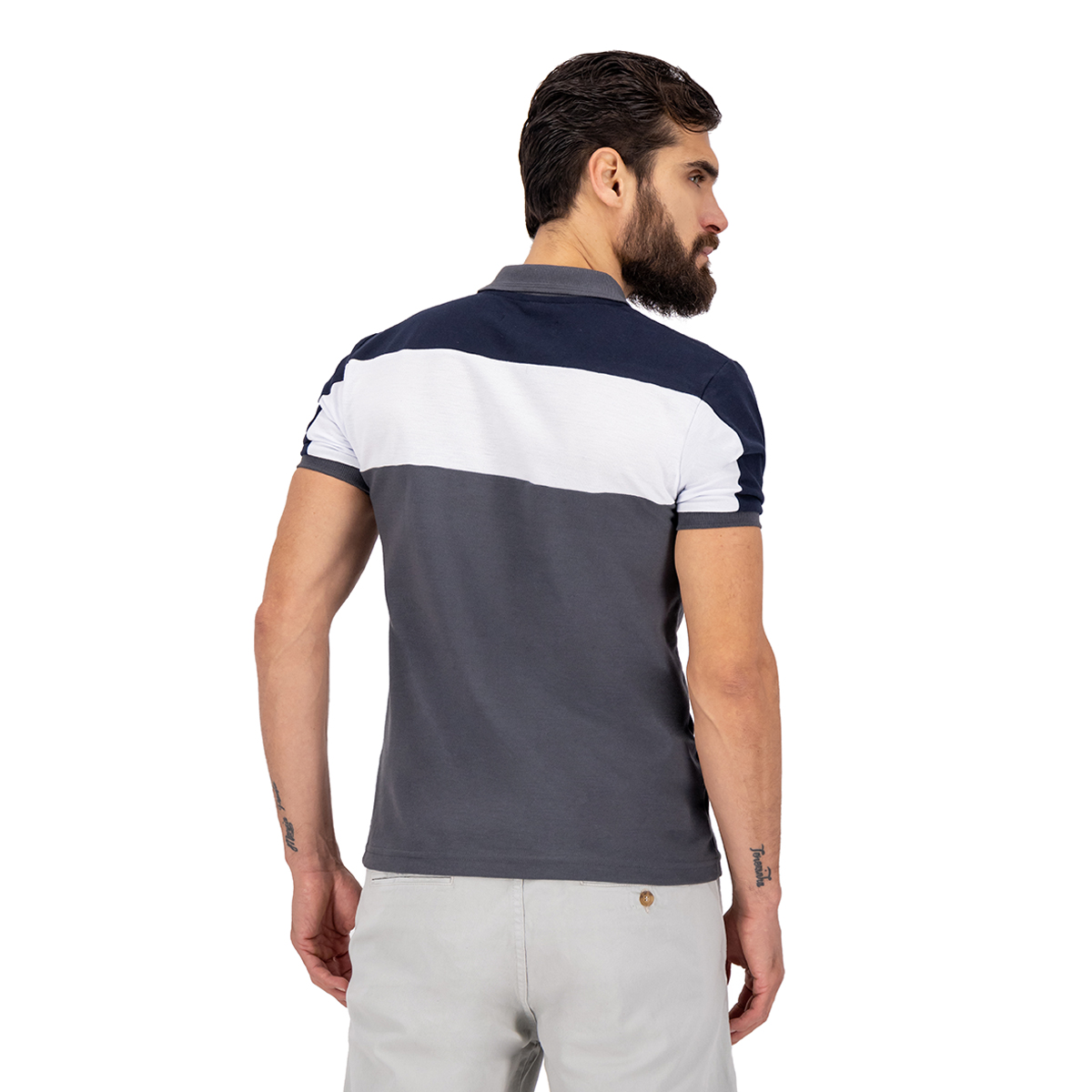 Playera Polo Slim Fit Holstone Hombre- Bloques Gris Oxford