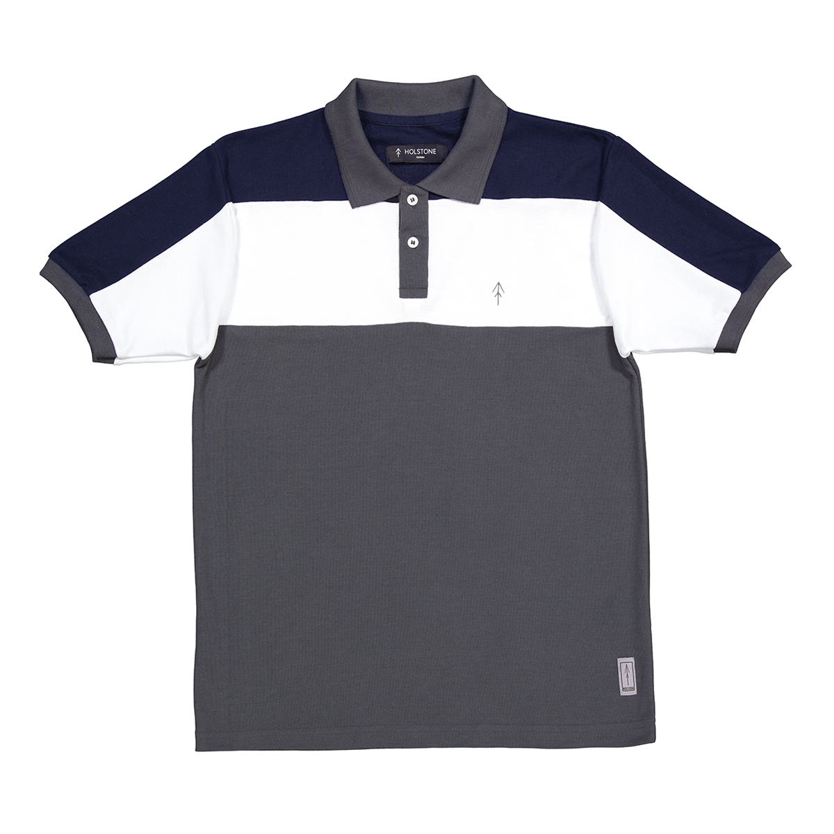 Playera Polo Slim Fit Holstone Hombre- Bloques Gris Oxford