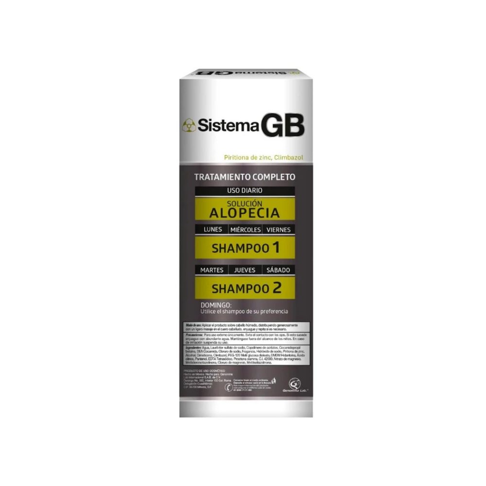Kit Shampoo Caída Del Cabello Sistema Gb 1 Y 2 De 230ml 2 Piezas