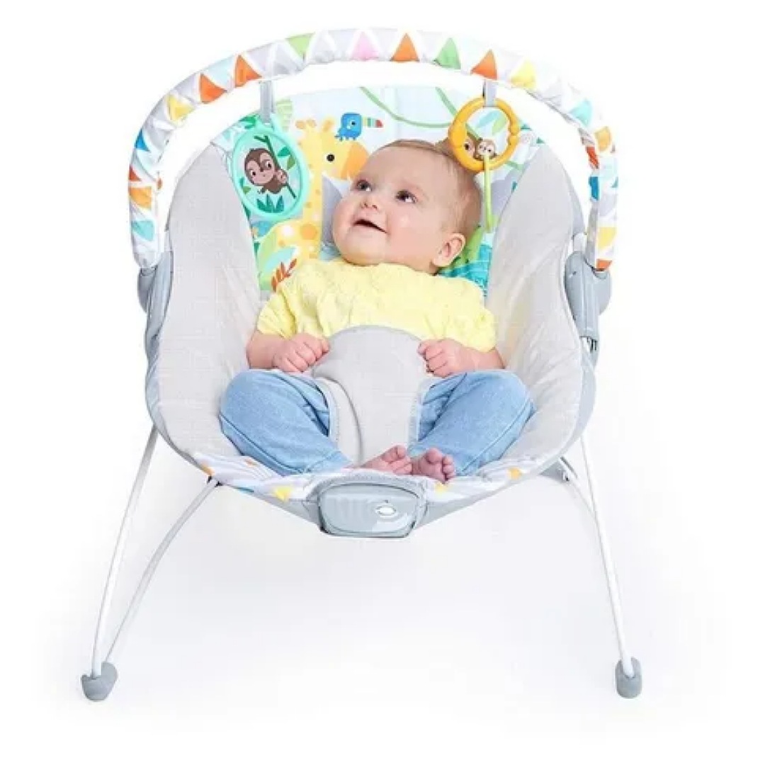  Silla Mecedora Para Bebé Bright Starts Rainforest Vibes Safari Fun Gris 12204