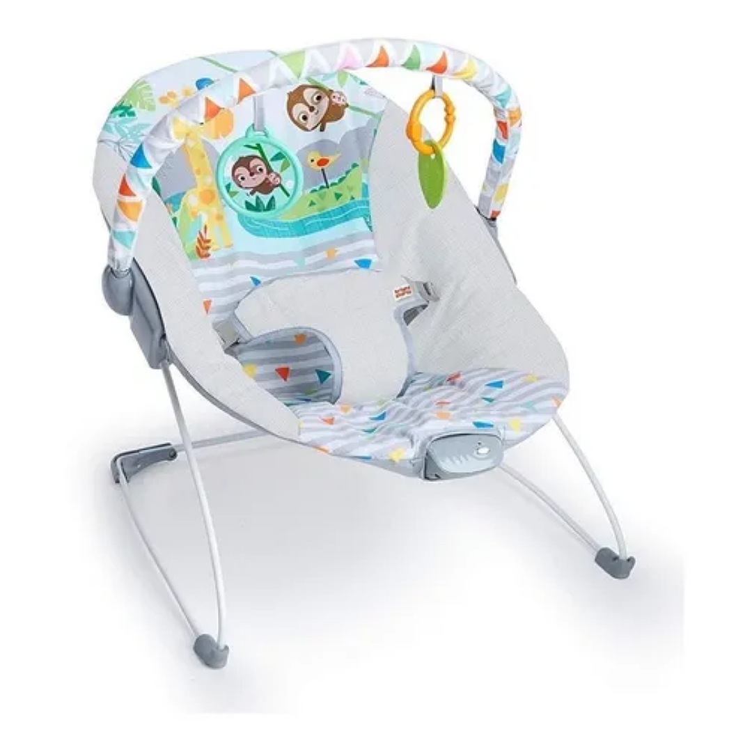  Silla Mecedora Para Bebé Bright Starts Rainforest Vibes Safari Fun Gris 12204