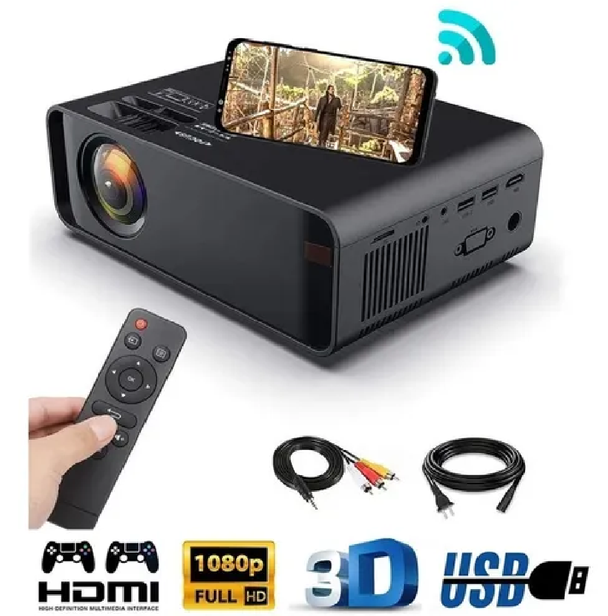 Proyector Led Wifi 4500 Lúmenes Full Hd Multipuertos 1080p